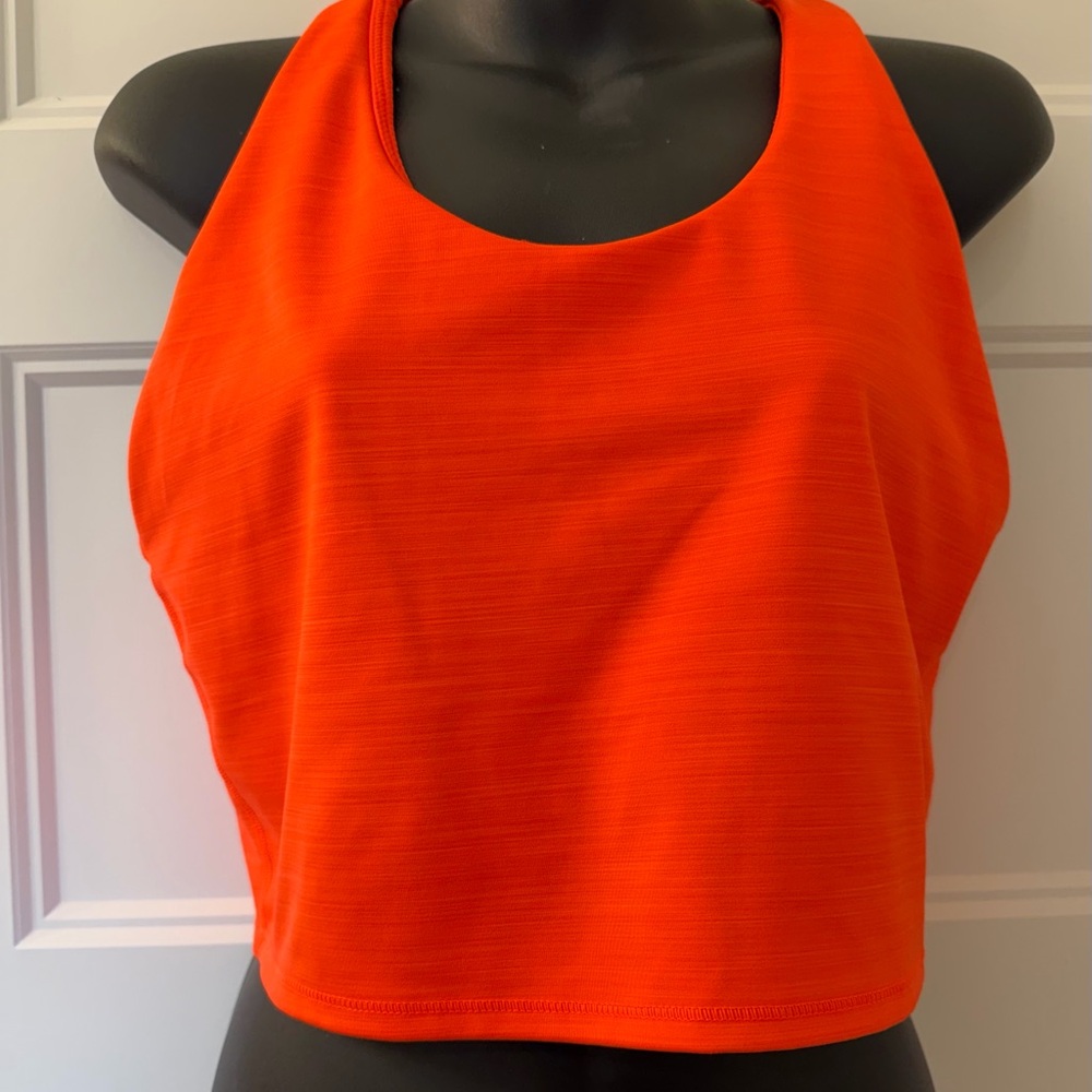 Athleta Ultimate Space Dye Crop Tank/ Sports Bra in SuperSonic Red